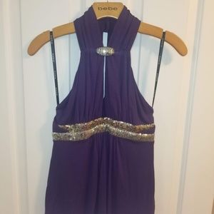 Bebe Keyhole Sequin Top